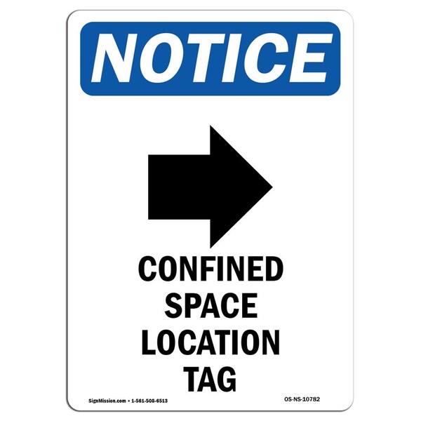 OSHA Sign, Confined Space Location With, 5in X 3.5in Decal, 10PK, 3.5" W, 5" H, Portrait, PK10